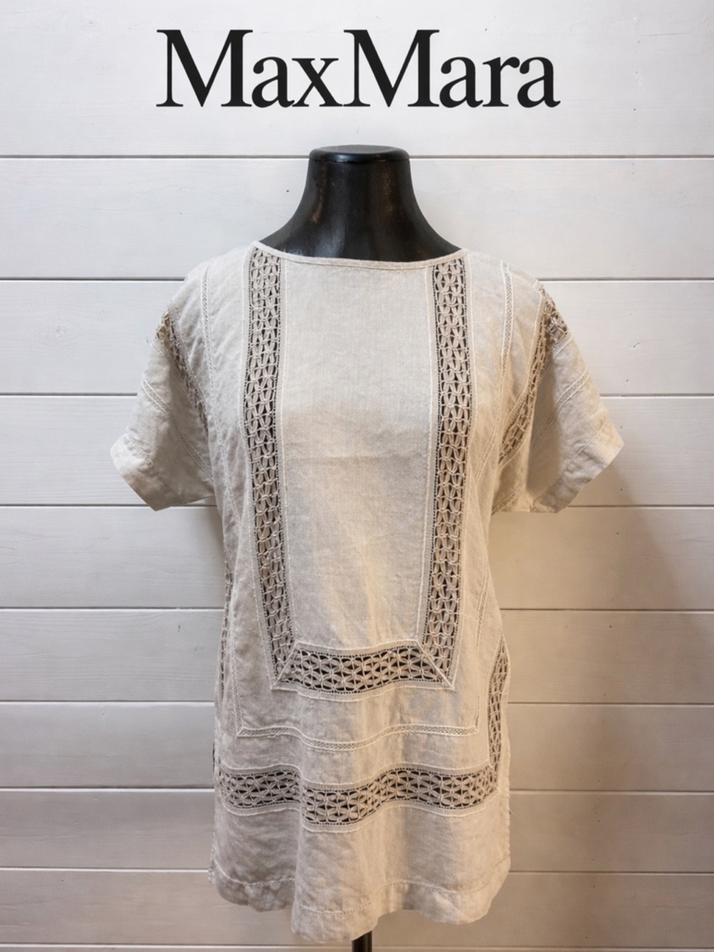 WEEKEND MAX MARA Linen Top – Beige – Estimated Size 8